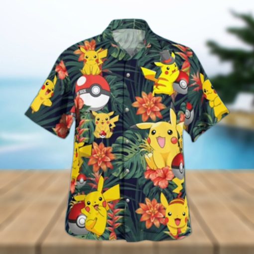 Pokemon Ball Hawaiian Shirt Palm Leaves Pattern Beach Gift For Friend