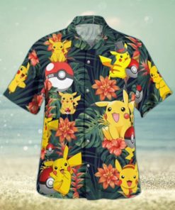 Pokemon Ball Hawaiian Shirt Palm Leaves Pattern Beach Gift For Friend