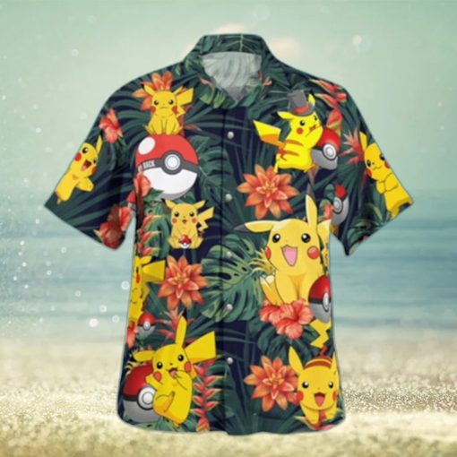 Pokemon Ball Hawaiian Shirt Palm Leaves Pattern Beach Gift For Friend