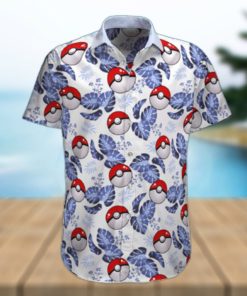 Pokemon Ball Hawaiian Shirt Palm Leaves Pattern Summer Beach Gift