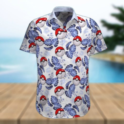 Pokemon Ball Hawaiian Shirt Palm Leaves Pattern Summer Beach Gift