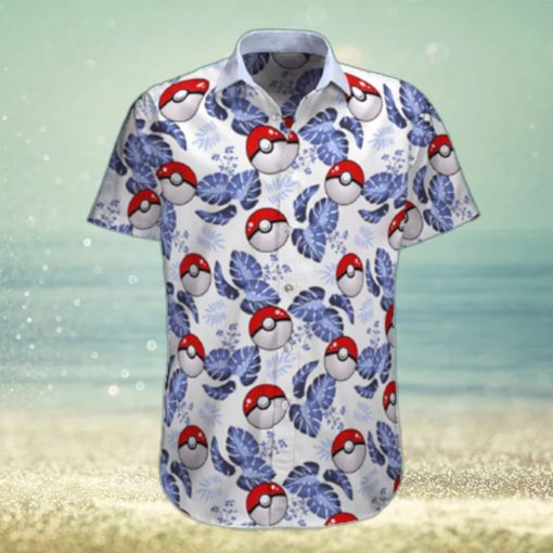 Pokemon Ball Hawaiian Shirt Palm Leaves Pattern Summer Beach Gift