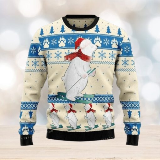 Polar Bear Ice Skiing Ugly Sweater Party