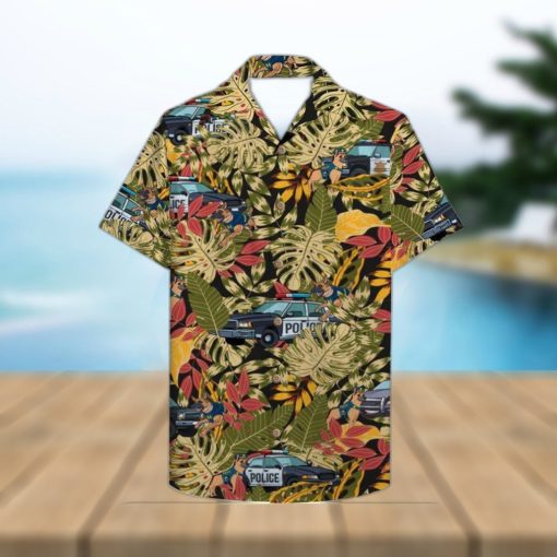 Police Car And Police Dog Aloha Leobees All Over Print Hawaiian Shirt