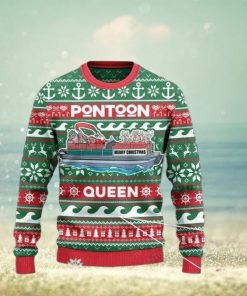 Pontoon Queen Merry Christmas Ugly Sweater Christmas