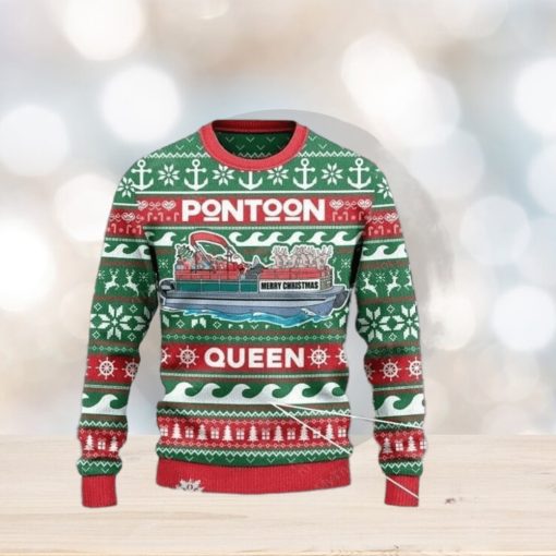 Pontoon Queen Merry Christmas Ugly Sweater Christmas