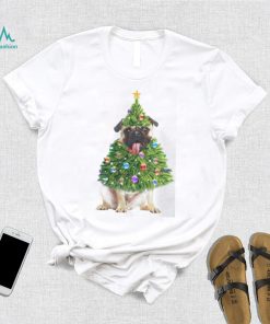 Pug Christmas Tree Lights Santa shirt