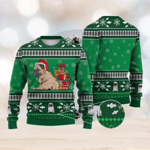 Pug Dog Pattern Falling Snowflakes All Over Printed 3D Ugly Christmas Sweater Christmas Gift For Men And Women