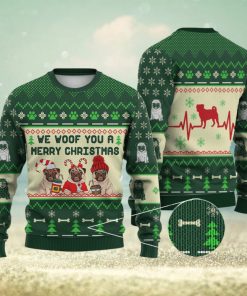 Pug Dog We Woof You A Merry Christmas All Over Printed 3D Ugly Christmas Sweater Christmas Gift For Men And Women