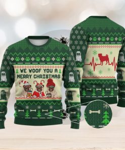 Pug Dog We Woof You A Merry Christmas All Over Printed 3D Ugly Christmas Sweater Christmas Gift For Men And Women