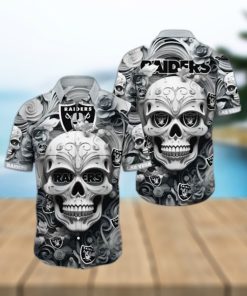 Raiders Hawaiian Shirt Print Rose Skull Unleash Your Team Spirit
