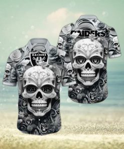 Raiders Hawaiian Shirt Print Rose Skull Unleash Your Team Spirit