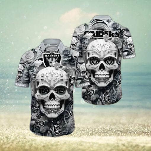 Raiders Hawaiian Shirt Print Rose Skull Unleash Your Team Spirit