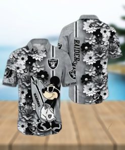 Mickey And Floral Oakland Raiders NFL Summer Hawaiian Shirt