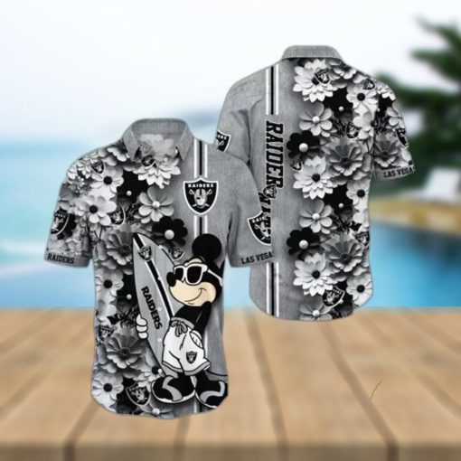 Raiders Hawaiian Shirt Skull And Mickey Surfing A Fashionable Statement For The Modern Beach Bum