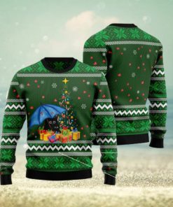 Rain With Love Black Cat And Umbrella Ugly Christmas 3D Sweater Gift For Christmas