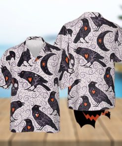 Raven And Moon Halloween Hawaiian Shirt Short Sleeve Button Up Gifts For Halloween