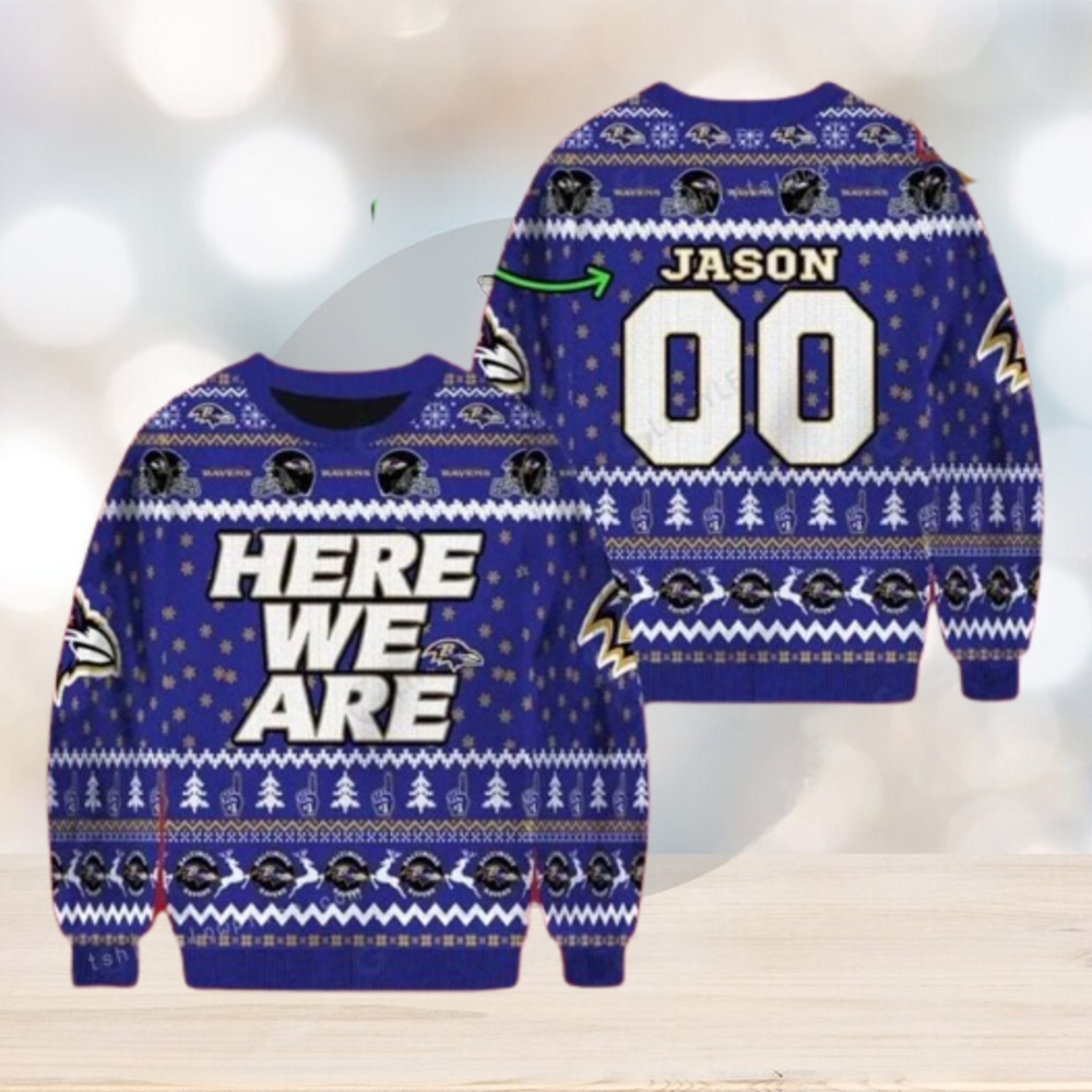 Ravens Football Here We Are Ugly Sweater For Woman - Limotees