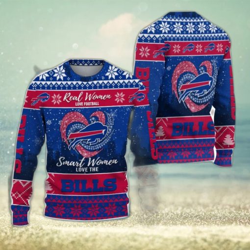 Real Women Love Football Smart Women Love The Buffalo Bills Ugly Christmas Sweater Christmas Gift For Fans