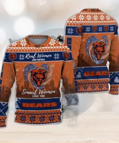 Real Women Love Football Smart Women Love The Chicago Bears Ugly Christmas Sweater Christmas Gift For Fans