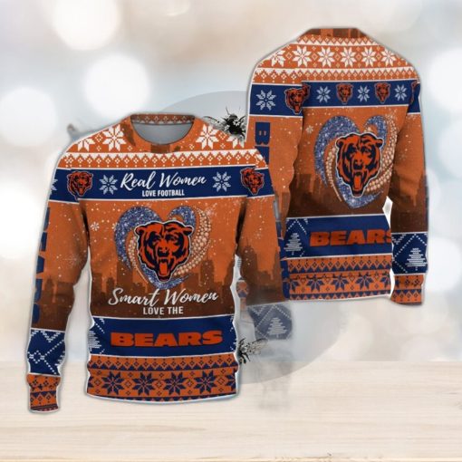 Real Women Love Football Smart Women Love The Chicago Bears Ugly Christmas Sweater Christmas Gift For Fans