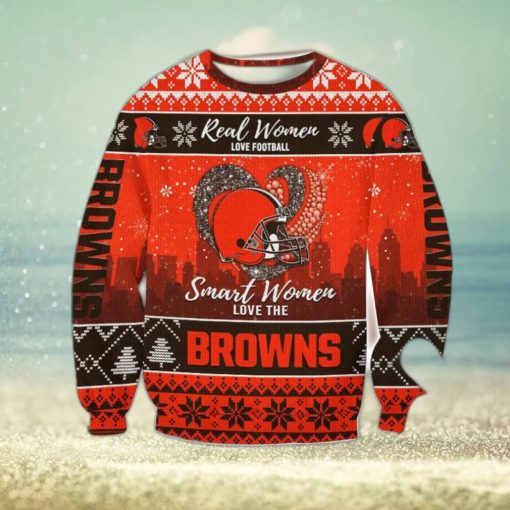 Real Women Love Football Smart Women Love The Cleveland Browns Ugly Christmas Sweater