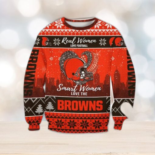 Real Women Love Football Smart Women Love The Cleveland Browns Ugly Christmas Sweater