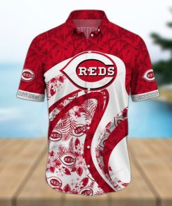 Red Aloha MLB Cincinnati Reds Hawaiian Shirt Tropical Flora Beach Vacation Gift