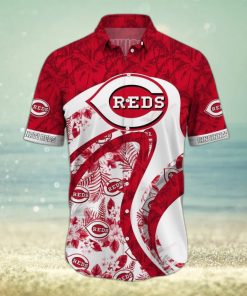 Red Aloha MLB Cincinnati Reds Hawaiian Shirt Tropical Flora Beach Vacation Gift