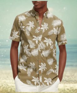 Regular fit printed poplin Hawaiian shirt