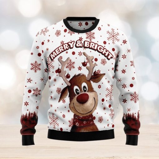 Reindeer Merry Bright Ugly Christmas Sweater Gift Men Women