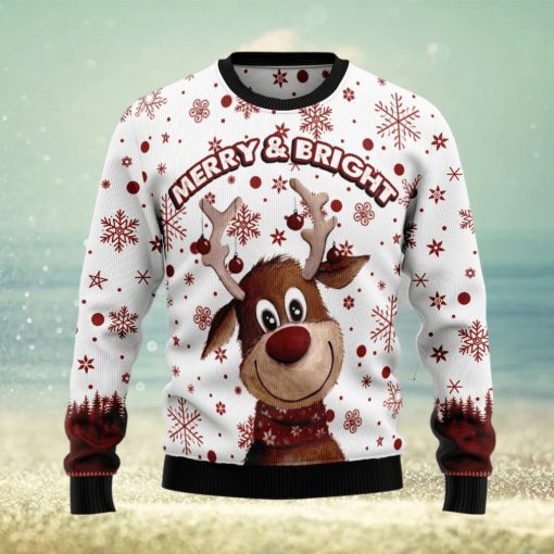 Reindeer Merry Bright Ugly Christmas Sweater Gift Men Women