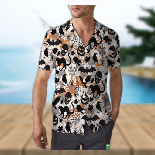 Retro Spooky Season Halloween Unisex 3D Hawaiian Shirt Print Gift For Men And Women Holiday