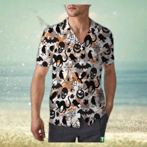 Retro Spooky Season Halloween Unisex 3D Hawaiian Shirt Print Gift For Men And Women Holiday