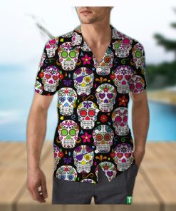 Retro Sugar Skull Halloween Unisex 3D Hawaiian Shirt Floral Gift For Men And Women Holiday