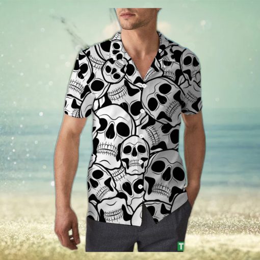 Retro Sugar Skull Halloween Unisex 3D Hawaiian Shirt Hula Gift For Men And Women Holiday