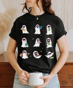 Retro Teacher Halloween Ghost Read More Books Teacher T Shirt