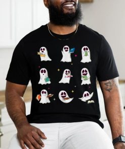 Retro Teacher Halloween Ghost Read More Books Teacher T Shirt