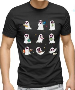 Retro Teacher Halloween Ghost Read More Books Teacher T Shirt