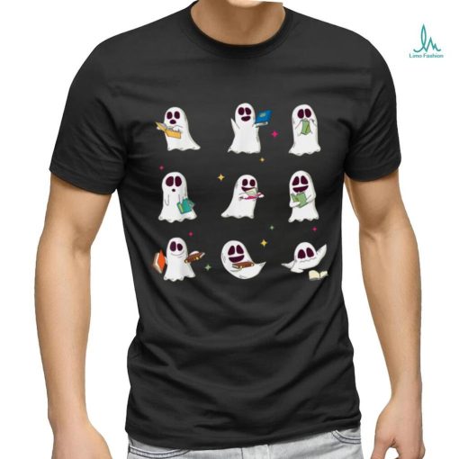 Retro Teacher Halloween Ghost Read More Books Teacher T Shirt