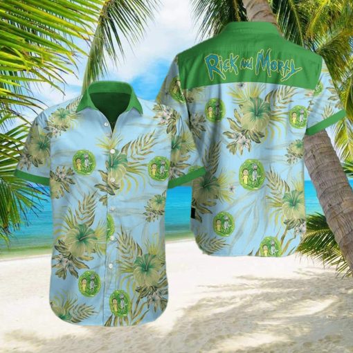 Rick And Morty Hawaiian Shirt Hibiscus Flowers Pattern Gift For Beach Trip