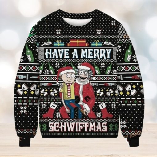 Rick And Morty Merry Schwiftmas All Over Printed Funny Ugly Christmas Sweater