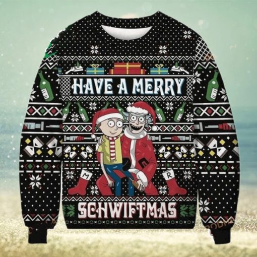 Rick And Morty Merry Schwiftmas All Over Printed Funny Ugly Christmas Sweater