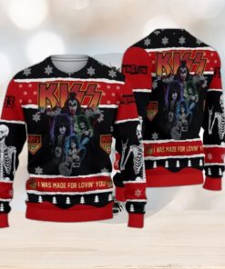 Roll n Rock I Was Made For Lovin You Kiss Christmas Ugly Sweater