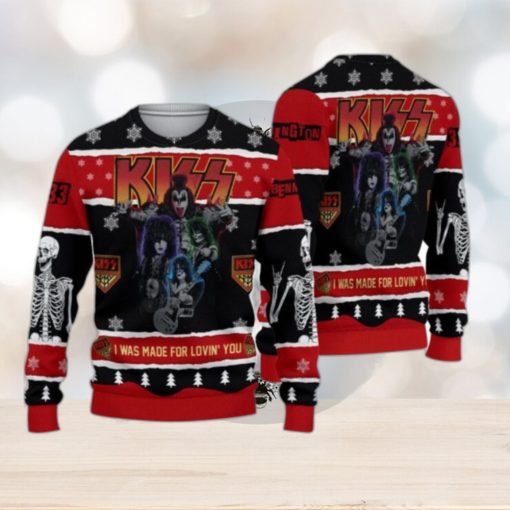 Roll n Rock I Was Made For Lovin You Kiss Christmas Ugly Sweater