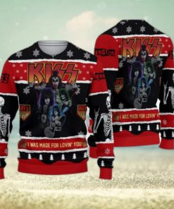 Roll n Rock I Was Made For Lovin You Kiss Christmas Ugly Sweater