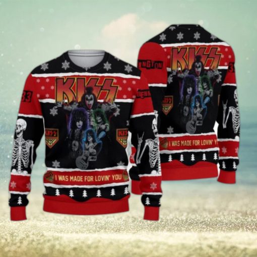 Roll n Rock I Was Made For Lovin You Kiss Christmas Ugly Sweater