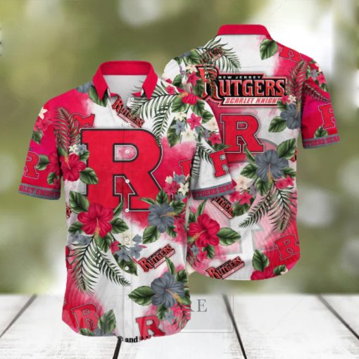 Rutgers Scarlet Knights NCAA Floral All Over Print Classic Hawaiian Shirt