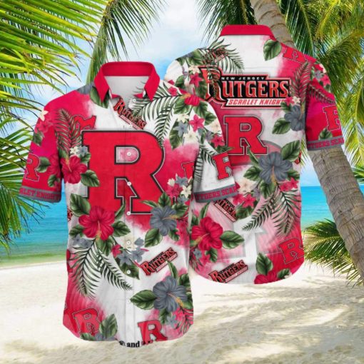 Rutgers Scarlet Knights NCAA Floral All Over Print Classic Hawaiian Shirt