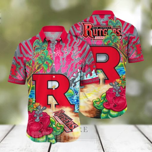 Rutgers Scarlet Knights NCAA Floral All Over Printed Unisex Hawaiian Shirt